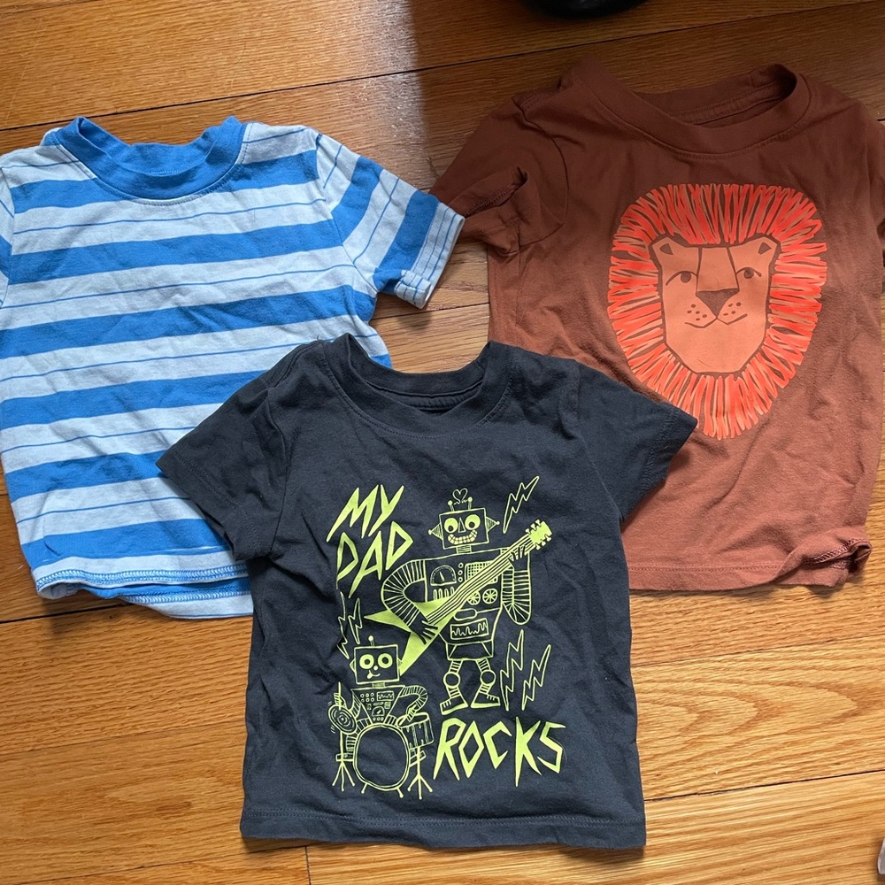 Cat & Jack Kids Graphic and Striped Tees Set - Blue, Black, Brown
